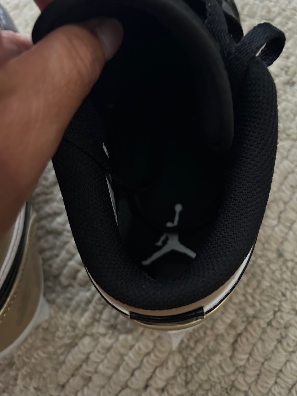 Nike Air Jordan 1 Low Cleat - White Black Gold - Picture 11 of 14